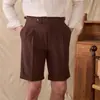 Shorts Gurkha Italianos de Verão Nápoles Calças Retas de Negócios Estilo Britânico Calças de Terno de Cinco Pontos para Cavalheiro