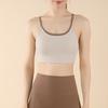 Primavera e verão nova cor contrastante falso duas peças roupa íntima esportiva uma peça exterior desgaste bonito volta yoga sutiã correndo à prova de choque sling