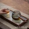 Gris ahumado vidrio resistente al calor pasamanos de madera taza de feria estilo japonés taza pública pasamanos lateral Mar de té resistente a alta temperatura pasamanos lateral de té alto boro