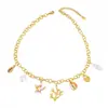 Cadena de clavícula de acero inoxidable dorada de personalidad transfronteriza, elemento de coral, concha, estrella de mar, caracola, colgante, collar, venta al por mayor de fábrica