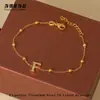 Pulseira Personalizada de Aço Titânio com Letras para Mulheres 26 Letras Inglesas Corrente de Contas Aço Inoxidável Leve Luxo Estilo Ins Personalização em Massa