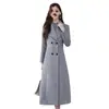 Cortavientos 2026 Otoño e Invierno Nuevo Estilo Abrigo de Lana para Mujer, Hasta la Rodilla Engrosado Tallas Grandes Solapa Ultralargo Ajustado Ceñido a la Cintura Abrigo