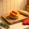 Adornos de decoración de escena en miniatura de comida de juguete salchicha pan y hot dog tienda de panadería, colgantes y accesorios para llavero DIY