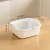 Cesta de drenaje de doble capa para cocina casera, cesta de plástico para frutas y verduras, bandeja de frutas para mesa de centro de sala, venta al por mayor transfronteriza