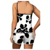 Camisola Sexy Estampada Transfronteriza Europea y Americana para Mujer, Conjunto de Camisola sin Espalda y Shorts, Ropa de Casa Cómoda para Mujer