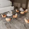 Juego de Mesa y Sillas de Negociación para Oficina de Ventas, Mesa Redonda Pequeña para Sala de Recepción, Una Mesa y Cuatro Sillas, Mesa de Pizarra para Uso Comercial y de Ocio