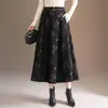 Falda Estampada Vintage para Mujer 20265 Otoño/Invierno Nueva Falda de Cintura Alta que Cubre la Cadera de Corte A Elegante Versátil Falda Larga