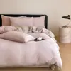 Juego de ropa de cama de cuatro piezas de terciopelo de leche de color sólido minimalista de grado A, engrosado para el calor del invierno, funda de edredón y sábana bajera de forro polar coral, disponible para compra grupal como regalo