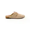 Versión de piel de oveja hebilla retro punta redonda Birkenstock zapatos mujer estilo coreano cómodos sin cordones punta cerrada medias pantuflas sandalias mules verano uso exterior