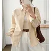 [100% Algodón, Tela Oxford, Lavado a la prenda] Camisa de Manga Larga a Rayas Cortas para Primavera/Otoño, Estilo Coreano, Top Versátil y Adelgazante para Mujer