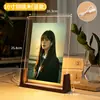 Marco de fotos de madera maciza acrílica con luz, decoración de mesa, adorno de regalo transfronterizo de Amazon, marco de fotos en forma de U de 678 pulgadas personalización