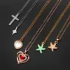 Collar Transfronterizo Europeo y Americano de Joyería Multielemento Cruz Corazón Estrella de Mar Cadena de Oro y Plata Diseño de Nicho Estilo Lujo Ligero