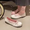 Bailarinas Redondas Estilo Francés con Lazo para Mujer, Zapatos Azules de Verano, Zapatos Planos Slip-On de Estilo Suave, Zapatos de Abuela