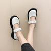 Sapatos Retrô Mary Jane Tamanho Grande de Couro Pequeno para Mulheres 2024 Novo Outono Estilo Japonês Mocassins de Salto Grosso Sapatos de Bico Largo e Sola Grossa