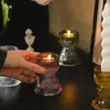 Portavelas de Cristal Brillante Estilo Europeo Portavelas de Vidrio de Doble Propósito Decoración Decorativa de Escritorio para Restaurante Portavelas Loto