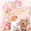 Set de Globos de Cumpleaños Más Vendidos Transfronterizos Bandera de Pancarta de Capibara Decoración de Fiesta Montaje de Escena Globos para Niños