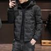 Casaco acolchoado de algodão masculino estilo coreano moderno curto abaixo jaqueta acolchoada de algodão jovem e de meia-idade plus size casaco de inverno masculino com capuz