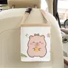 Bolsa de almacenamiento para coche Blue Rain, organizador de coche de cuero con temática de capibara, diseño de dibujos animados lindo y fácil de limpiar, bote de basura para coche