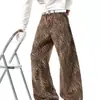 Pantalones de trabajo de corte recto y pierna ancha para hombre, de diseño desestructurado y plisado, con estampado de tigre retro americano, perfectos para uso casual