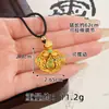 Nuevo Collar de Estilo Chino Antiguo Chapado en Oro para Mujer, Colgante de Imitación de Oro de Fortuna y Prosperidad Verde, Joyería Tradicional China Chapada en Cobre y Oro Que No Se Desvanece Fácilmente