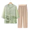 Camisa de Verano para Abuela, Ropa Estilo Chino, Traje de Verano para Madres de Mediana Edad y Mayores, Nuevo Estilo Blusa Holgada para Personas Mayores y Señoras