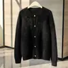 100% Cachemir Otoño e Invierno 2026 Nuevo Suéter Cardigan Jacket de Punto Elegante para Mujer, Corto, Cuello Redondo, Cepillado, con Botones