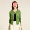 Nuevo cárdigan de punto liso para otoño e invierno para mujer, prenda exterior holgada de cuello redondo, chaqueta suéter corta