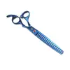 Tijeras para pescado Shenxingzhe de 7 pulgadas, con diseño de espina de pescado, coloridas, electroplateadas, para mascotas, para arreglo de mascotas, tijeras de entresacar. Disponibles en 5 colores.