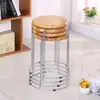 Taburete Redondo de Plástico Taburete de Comedor para el Hogar Venta al por Mayor Taburete Bajo Pequeño Taburete con Almacenamiento Taburete para Alfombra Silla de Madera Maciza para Cambiar Zapatos de Adultos
