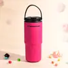 Taza de Hielo Nueva Estilo Forma de Pétalo con Asa, Taza Doble para Beber con Popote Estilo Diosa de Alta Apariencia, Taza Portátil con Asa Aislada para Bebidas Calientes/Frías
