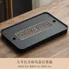 Juego de Té con Bandeja de Té de Piedra Imitación Oro Negro Clase B, Mesa de Té de Piedra para el Hogar de Lujo Ligero, Pequeña con Bandeja de Drenaje, Soporte para Bandeja de Infusión Seca