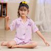 Pijamas de niña para niños de verano, traje delgado de manga corta, pijama de algodón burbuja de dibujos animados para niña, traje para el hogar al por mayor