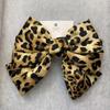 Horquilla con lazo y estampado de leopardo para mujer, tocado de alta gama, elegante, con lazo medio, pinza para el pelo con resorte, pinza superior para niña
