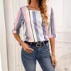 2026 Amazon Transfronterizo Ropa de Mujer Verano Nueva Moda Estampado de Rayas Camisa Holgada Top Casual para Mujer