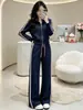 Conjunto de Moletom e Calça de Alta Qualidade para Mulheres, Novo Outono/Inverno Casual Tendência, Calça Wide Leg Emagrecedora com Ajuste na Cintura Conjunto de Duas Peças Sportswear Fashion
