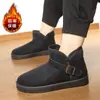 Botas de Nieve para Hombre Talla Grande 48 Noreste, Nuevo Estilo Invierno 2026, Piel y Piel Integradas, Forradas de Felpa, Zapatos de Algodón Estilo Pan de Jengibre Cálidos para Pareja, Talla 47