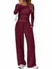 Amazon 2026 Nuevo Conjunto Casual de Moda Transfronterizo Europeo y Americano Ropa Deportiva Yoga Otoño Invierno Color Sólido Cuello Redondo Manga Larga Conjunto para Mujer