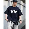 Camiseta de Algodón Pesado Estampado Sencillo Manga Corta Holgada Color Sólido para Hombre y Mujer Top de Moda Tendencia Camiseta Tendencia de Pareja