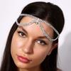 Nuevo tocado de diamantes de imitación de doble capa europeo y americano, accesorios para el cabello de frente de lujo de alto sentido, nueva cadena para el cabello con joyería de grano 06