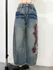 Jeans personalizados para mujer 2026 transfronterizos, jeans bordados vintage, marca de tendencia europea y americana, estilo harem, bordado independiente TEMU, pierna ancha