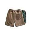 Pantalones cortos deportivos casuales de alta gama para hombre, diseño clásico americano de tres rayas, de peso pesado, para verano, corte holgado, hasta la rodilla
