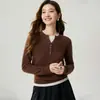 Suéter Falso de Dos Piezas Medio Abierto 100% Cachemir Moda Femenina Bloque de Color Holgado Manga Larga Otoño Invierno Versátil Jersey de Punto