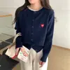 Suéter cárdigan para mujer 2026 nuevo modelo, tejido de punto con estampado de corazones para primavera y otoño, nuevo top de corte holgado para otoño e invierno con botones en forma de corazón