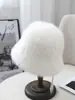 Chapéu de Balde Novo de Cor Sólida com Mistura de Pelo de Coelho para Mulheres, Chapéu de Balde Pequeno Elegante Versátil Afina o Rosto, Chapéu de Pescador Estiloso Tendência