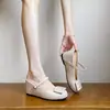 2026 Verano Nueva Llegada Zapatos Mary Jane para Mujer Zapatos Individuales Casuales Cómodos que Aumentan la Altura Hebilla Cuadrada Punta Cerrada Zapatillas a Media Altura