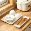 BNBSBandeja de Drenaje de Doble Capa para el Hogar de Plástico Rectangular Bandeja para Té Bandeja para Frutas Bandeja para Tazas de Agua Tazas de Té Bandeja de Drenaje