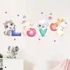 Dia dos Namorados Desenho Animado Gatinho Fofo Adesivos de Parede Autoadesivos Estilo Menina Decoração de Parede de Fundo de Quarto Adesivos BR1152D