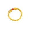 Loja de Ouro Mesmo Estilo Ouro Areia Fu Rui Pixiu Simples e Duplo Pulseira de Ágata Vermelha Contas Douradas Contas da Fortuna Pulseira Atrai Fortuna para Homens e Mulheres