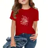 Moda Coreana Estilo Transfronteiriço Amazon para Crianças Maiores, Camiseta Infantil Estilosa de Algodão Puro de Manga Curta com Estampa de Letra e Gola Redonda Solta