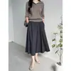 Em estoque Calça feminina plissada chic elegante coreana cintura alta perna larga corte A solta cintura elástica versátil calça cropped